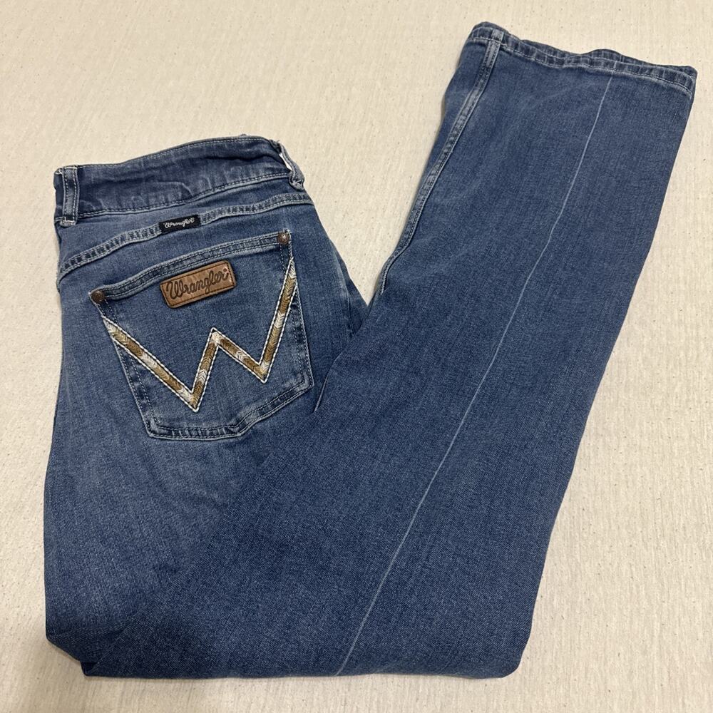 Wrangler Retro Mae Jeans Womens 32x32 (32x30) Blue Mid Rise Boot Western Cowboy